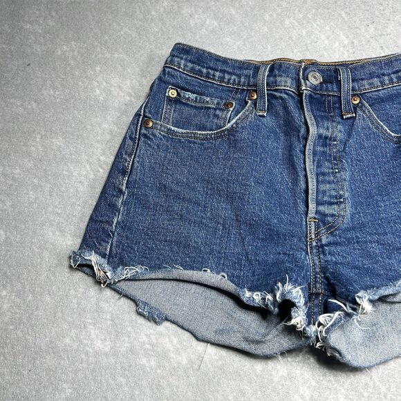 Levi's Shorts Womens Size 26 Blue Distressed Cut Off Denim Shorts Pockets - Picture 3 of 14